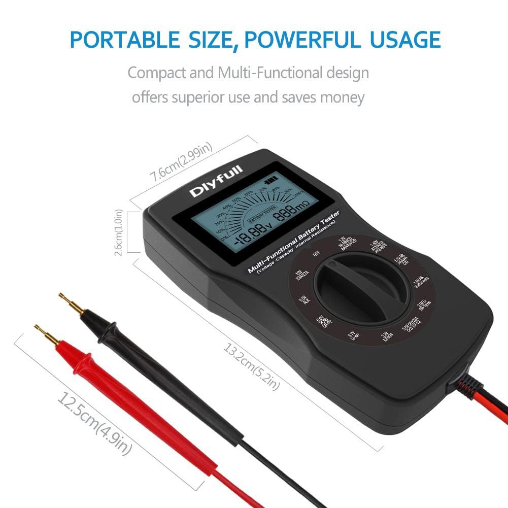 Dlyfull Universal Battery Tester with LCD Display, Small Digital Red, Black