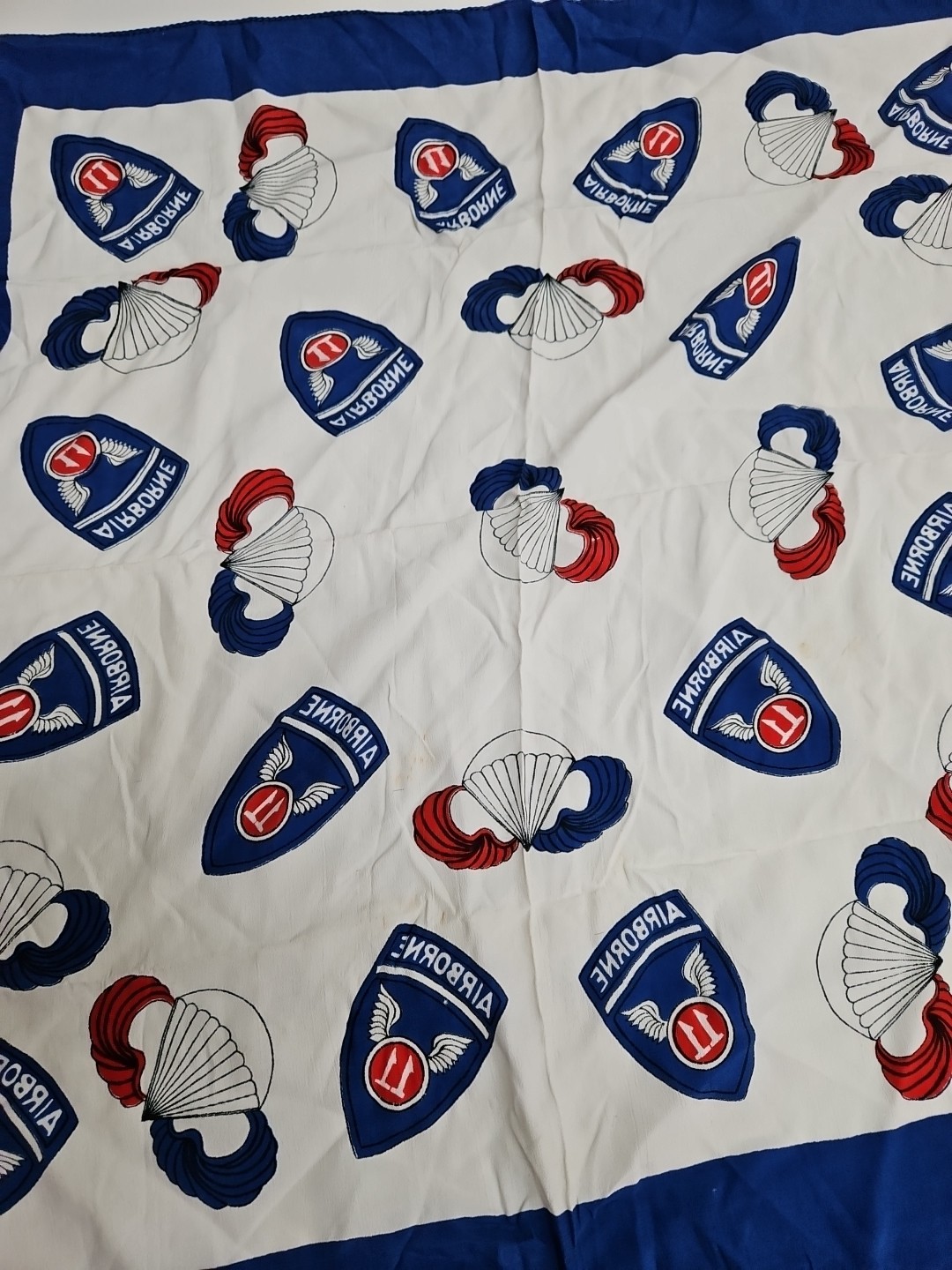 Vtg 1940s Scarf US 11th Army Airborne WWII Silk Scarf WW2