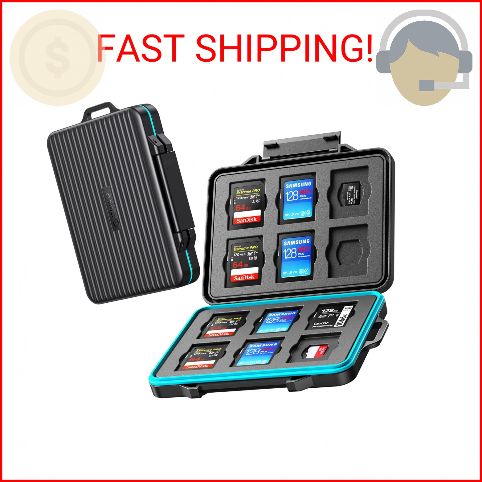 ORICO 24 Slots SD Card Case Holder Water Resistant & Anti-Shock Memory Card Case