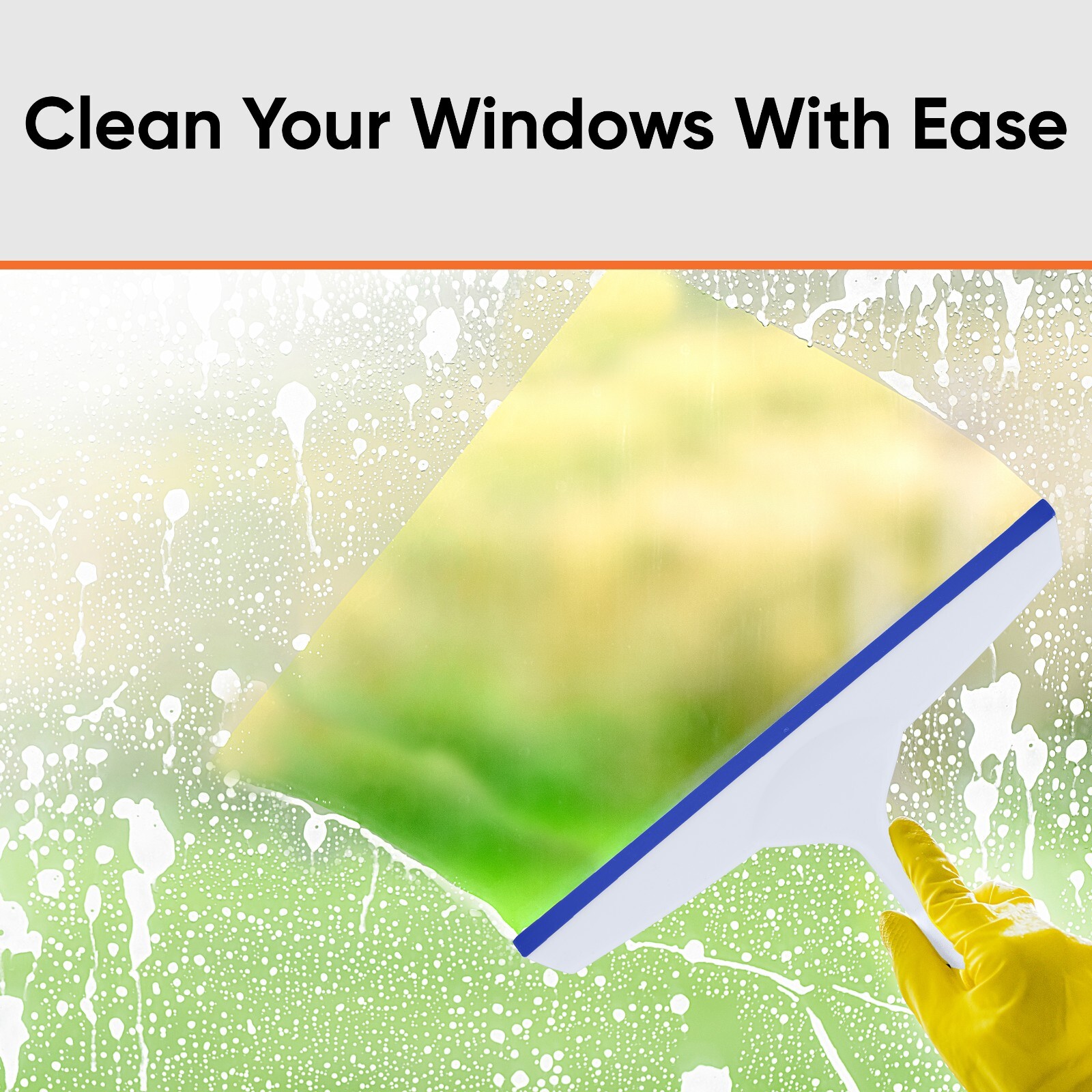 Superio 10" Window Rubber Squeegee with Hanging Loop, 2 pack Blue and Grey