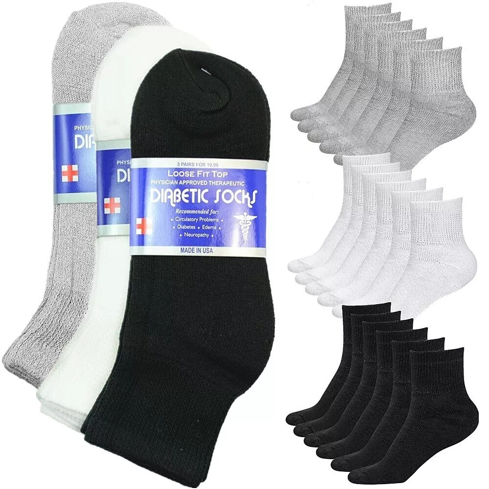 12 Pairs Men diabetic Ankle Socks Health Circulatory Cotton Size9-11 10-13 13-15