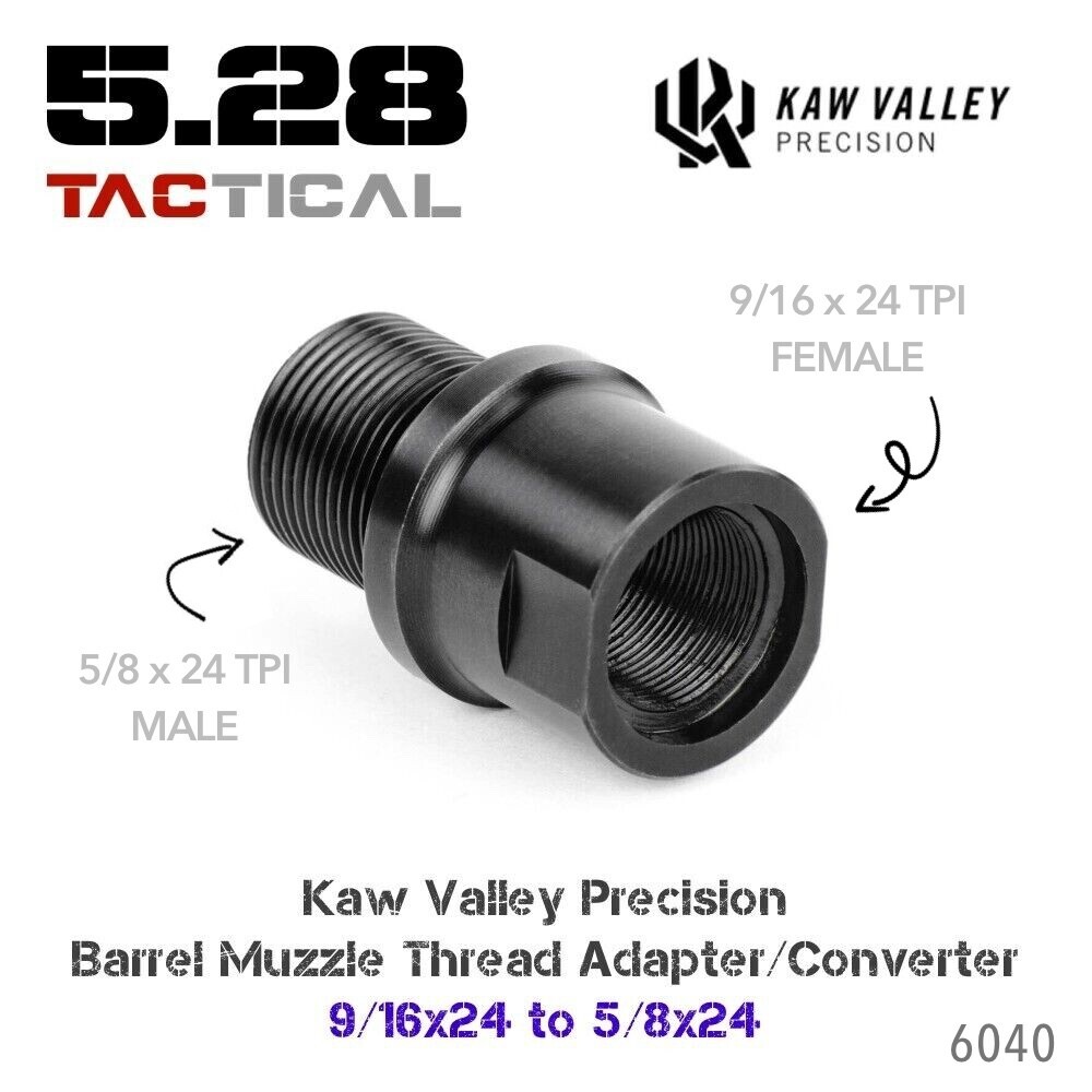 Kaw Valley Precision Thread Adapter - 9/16x24 to 5/8x24 -6040