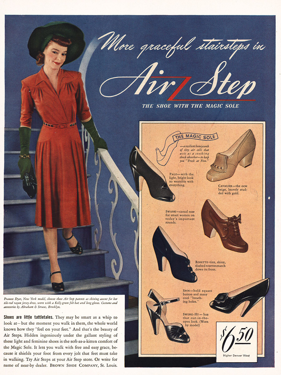 1942 Air Step Shoes: Graceful Stairsteps Vintage Print Ad