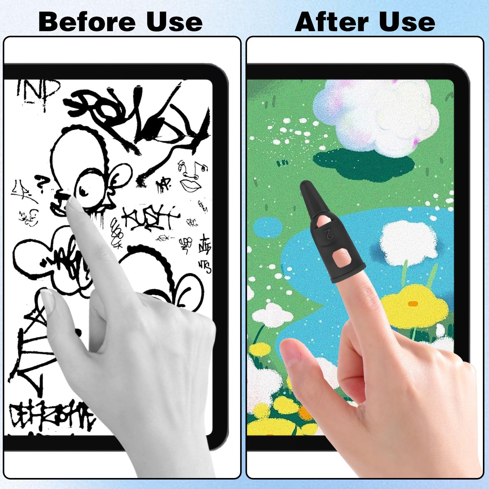 6Pcs Finger Stylus Pen for Touchscreen High Precision Sensitivity Black