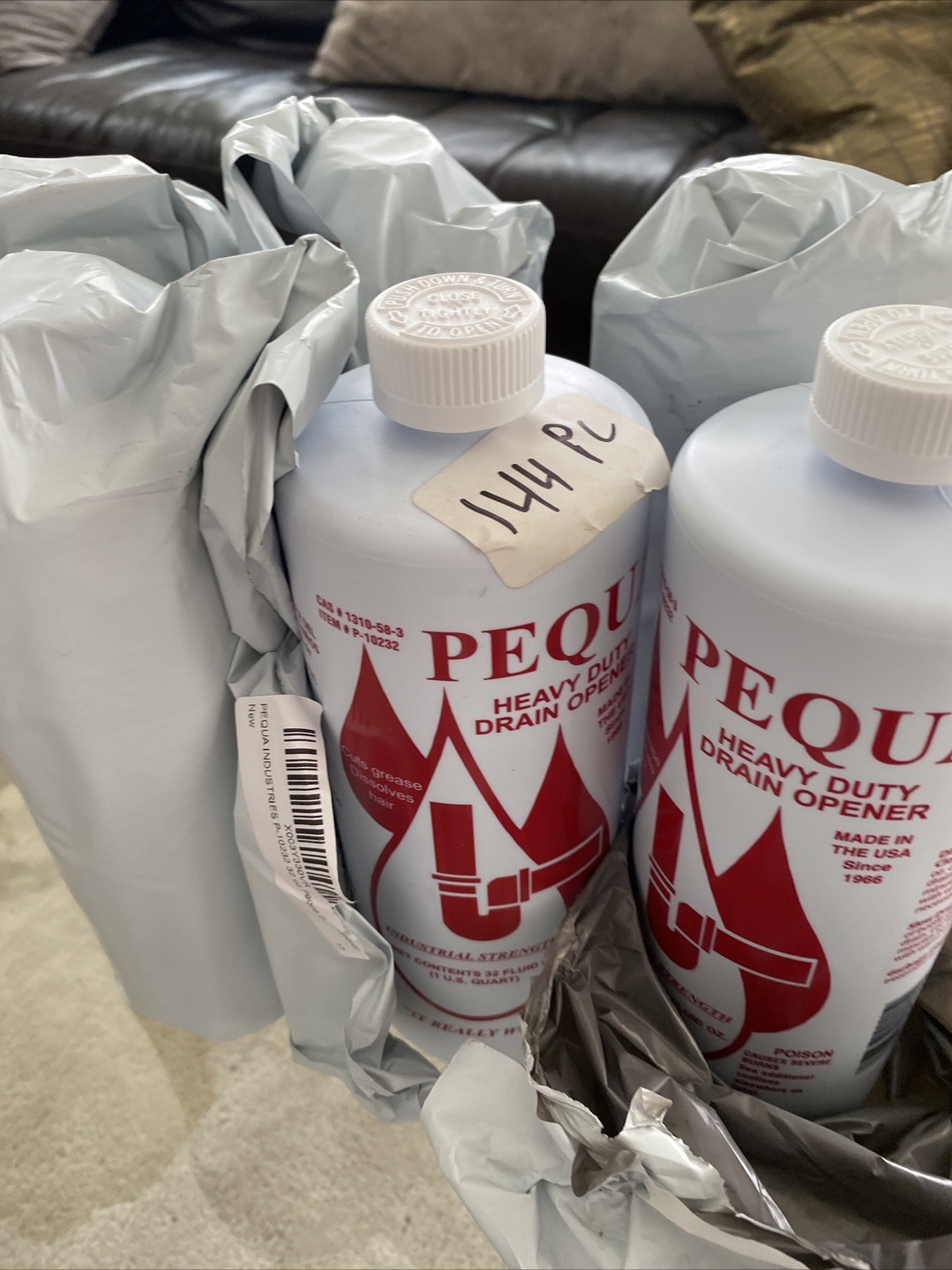 Lot Of 6 PEQUA INDUSTRIES P-10232 Pequa Heavy Duty Drain Opener 32 Fl Oz