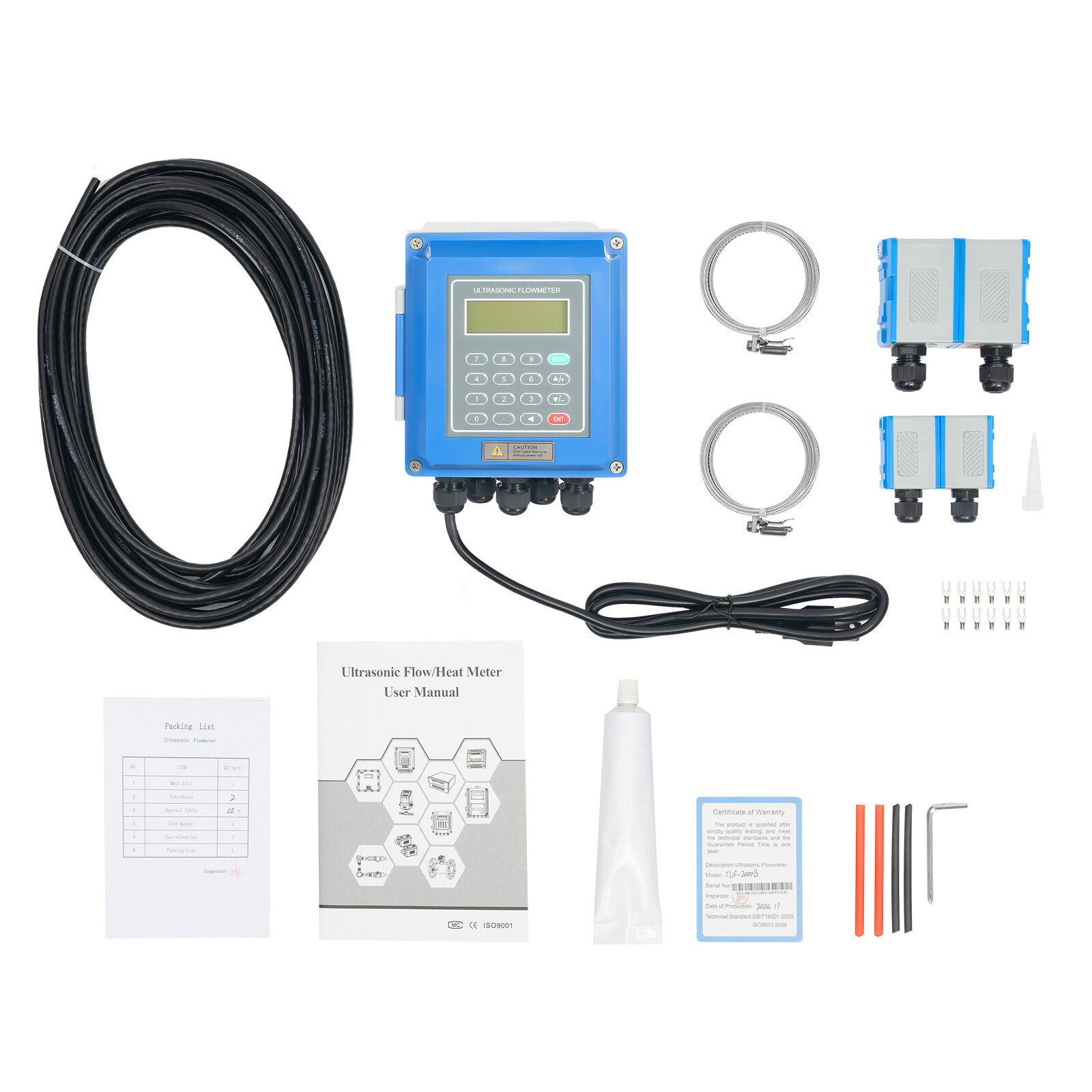 TUF-2000B Ultrasonic Flow Meter DN20-700mm Liquid Flowmeter +TM-1 & TS-2 Sensor