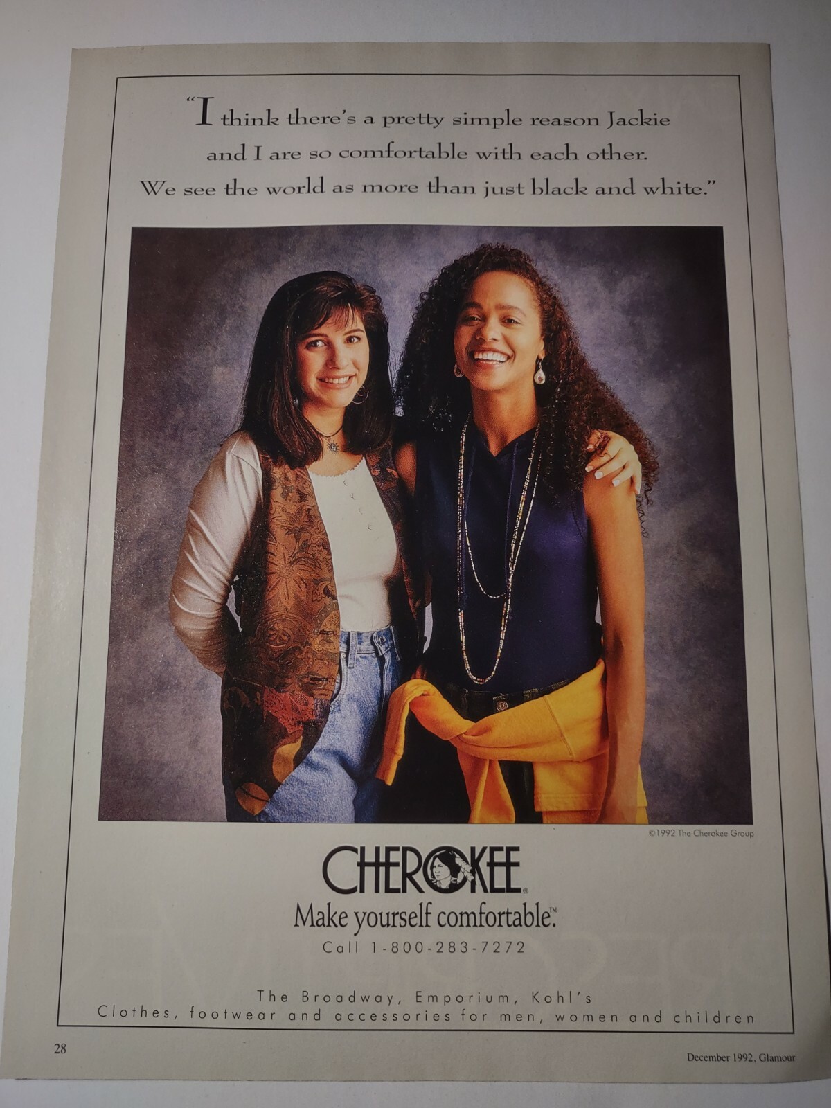 Cherokee Fashion Apparel Make Yourself Comfortable Vintage 1990s Print Ad