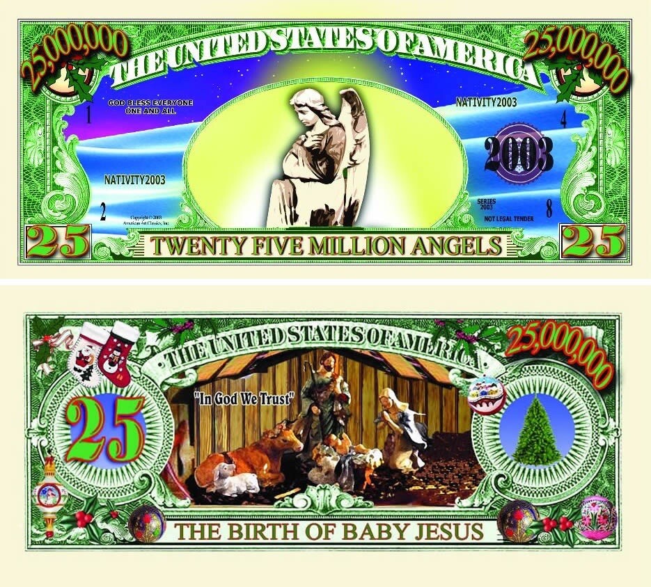 50 Pack Christmas Baby Jesus Nativity Manger Collectible Money Gift Dollar Bills
