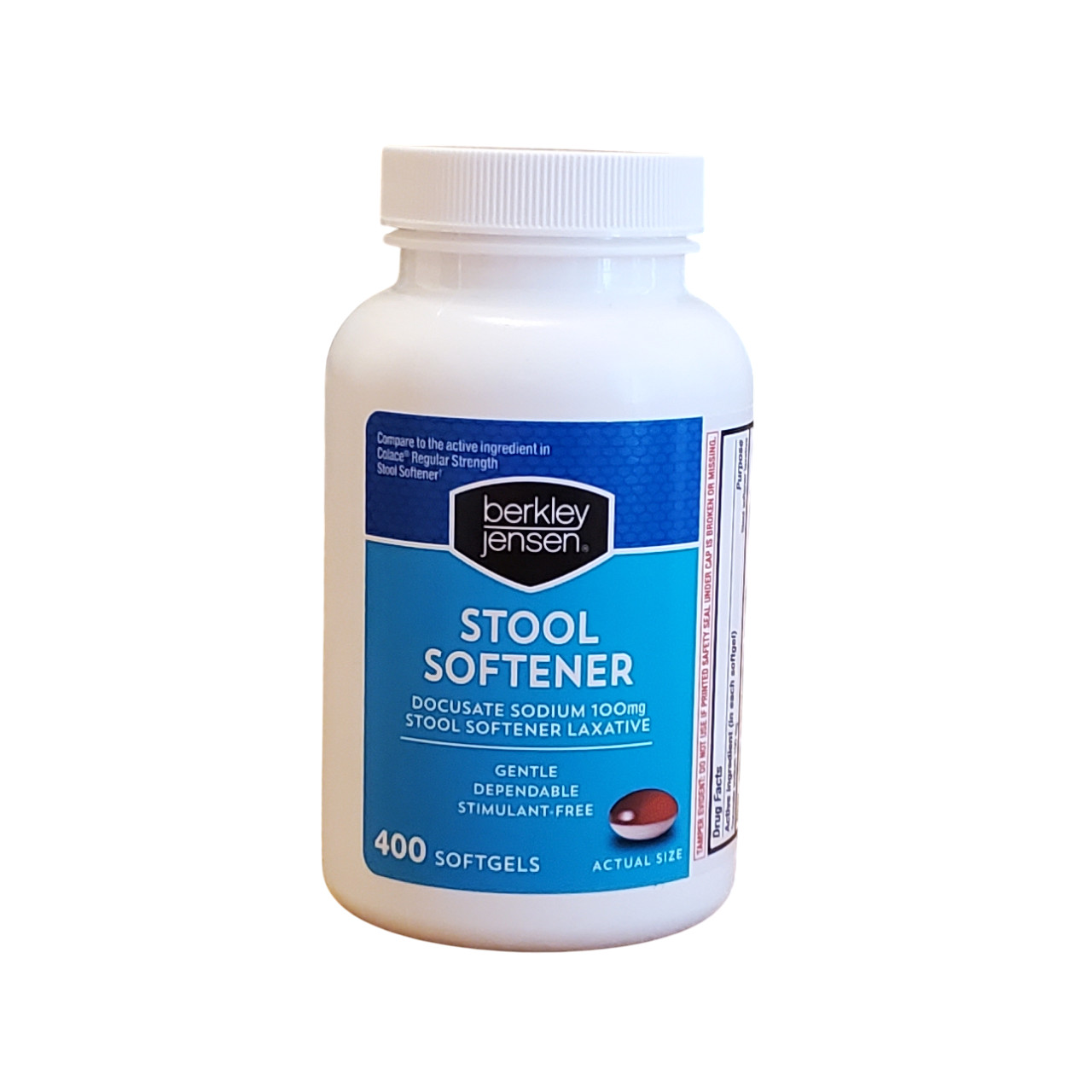 Berkley Jensen Stool Softener Laxative, Docusate Sodium 100 Mg, 400 Softgels