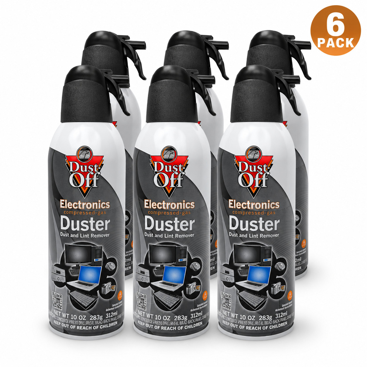 Dust-Off Electronics Compressed Air Duster 10 oz – 6 Pack | Removes Dust from Ke