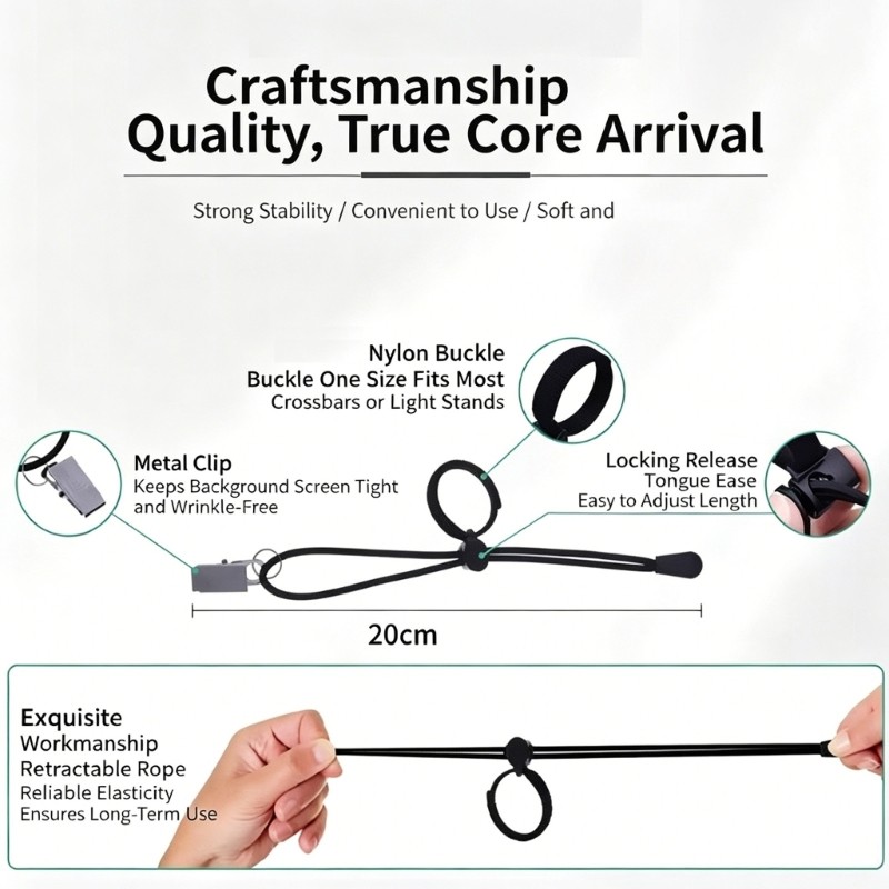 4Pcs Adjustable Photo Elastic Cord Photography Background Clamps Muslin String