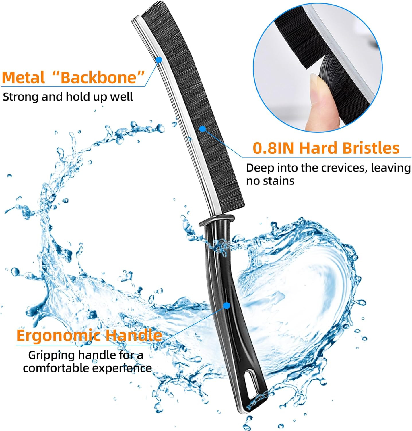 3Pcs Hard-Bristled Crevice Cleaning Brush, Multifunctional Thin Gap Scrub Brush,