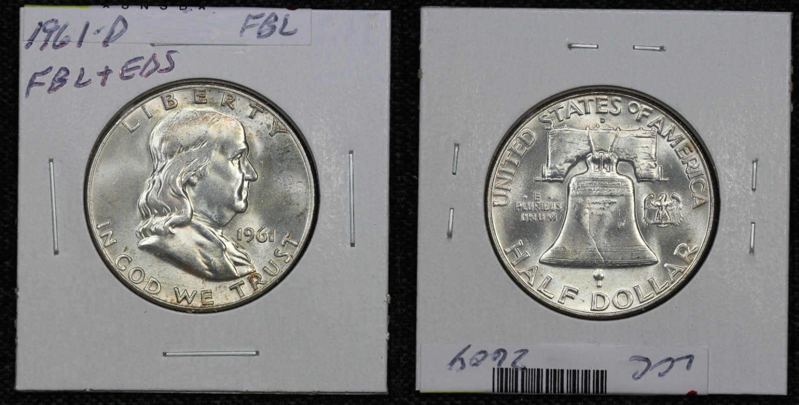 1961-D Franklin Half Dollar Full Bell Lines Early Die State 6NSB