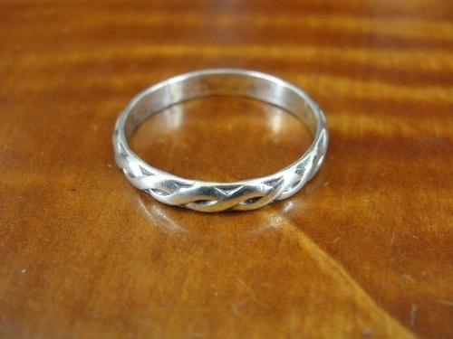 Woven Braid Look Band Sterling Silver 925 Ring Size 7 1/2