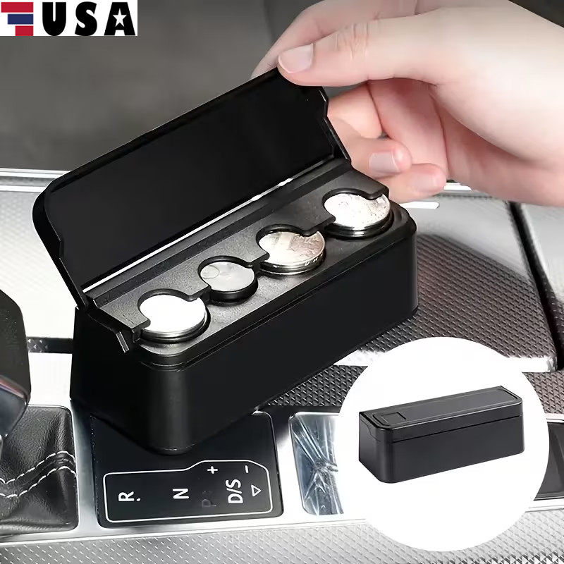 2Pcs Coin Holder for Car, Portable Mini Change Storage Box,Auto Coin Organizer