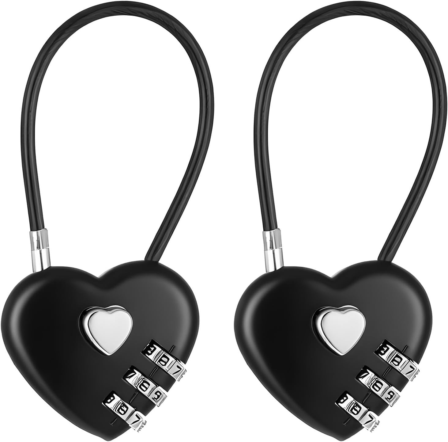 2 PCS 3 Digit Combination Padlock Heart Combination Locks Cute Combo Cable Lo...