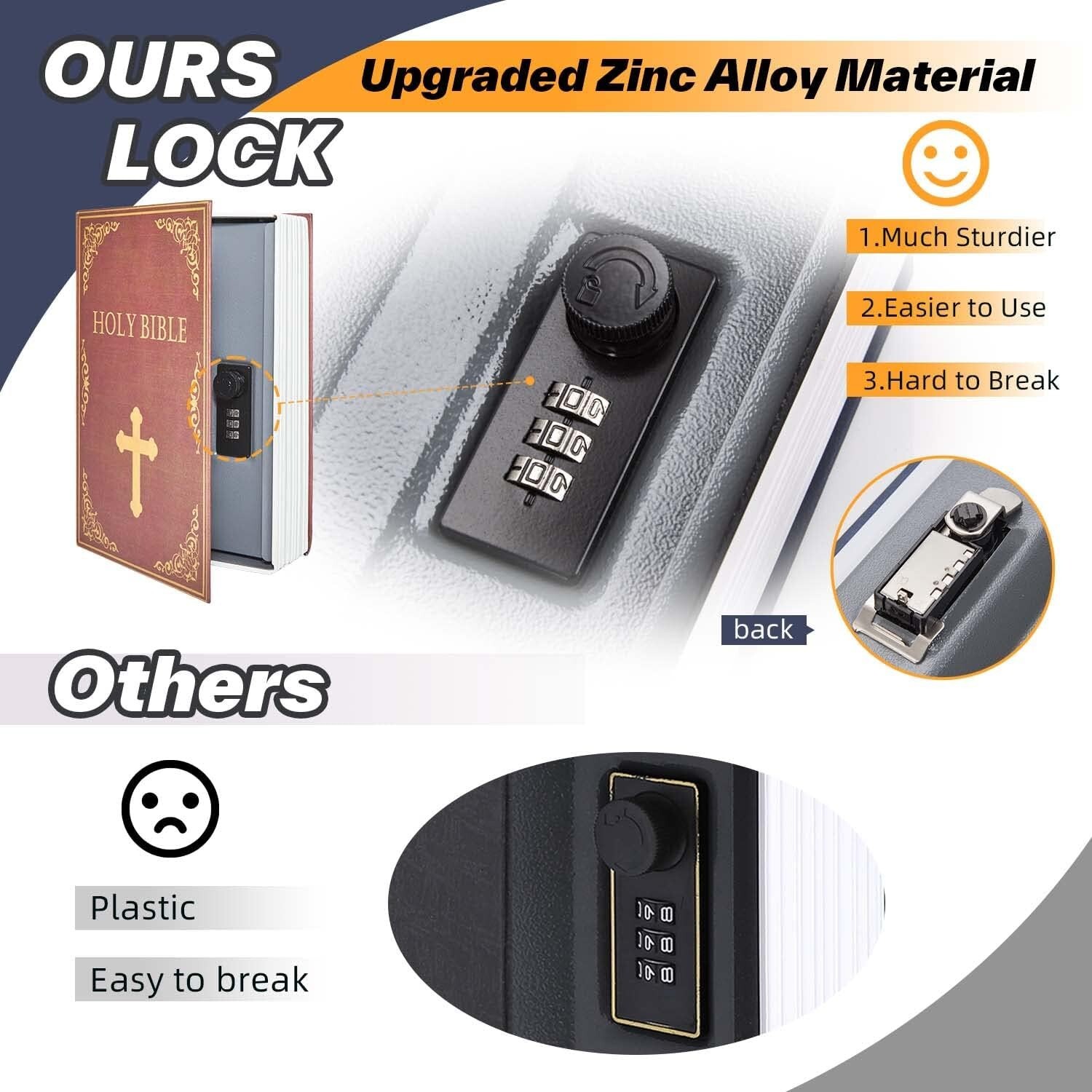 Book Safe Combination Lock Bible: Secret Compartment Safe Multi-Use Portable St