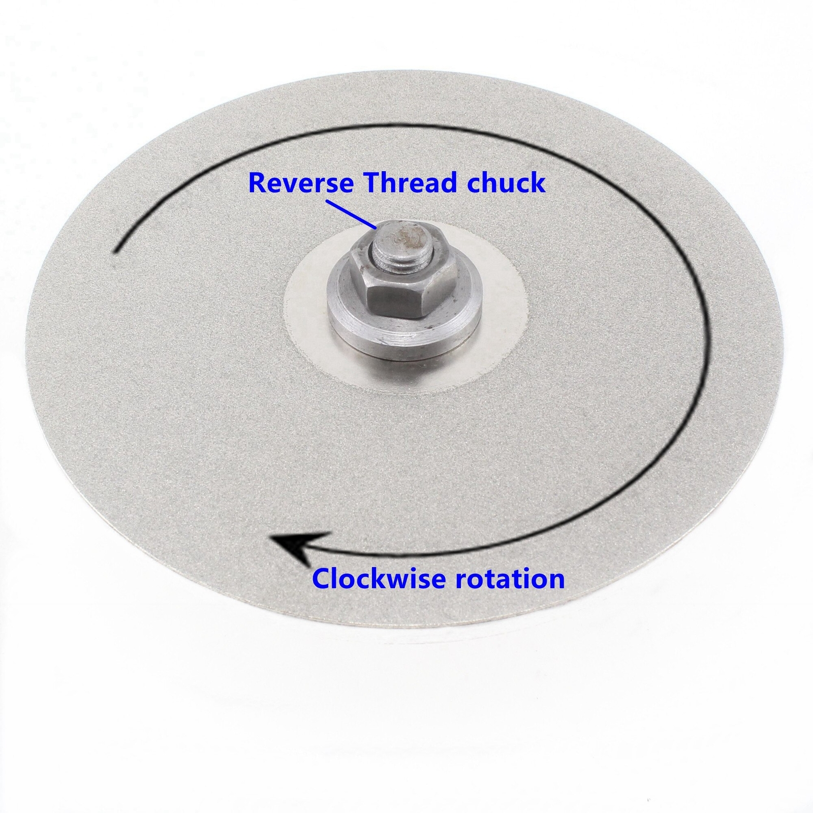 Positive / Reverse Thread chuck of lapidary grinding machine for grinding disc