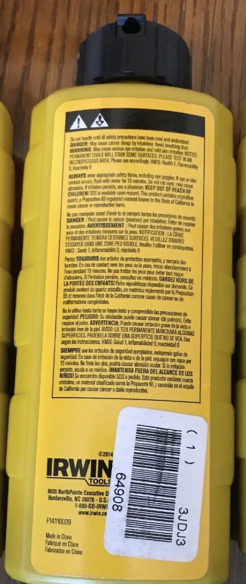 IRWIN 64908 PERMANENT MARKING CHALK 8OZ - BLACK Qty-1 Free Same Day Shipping!