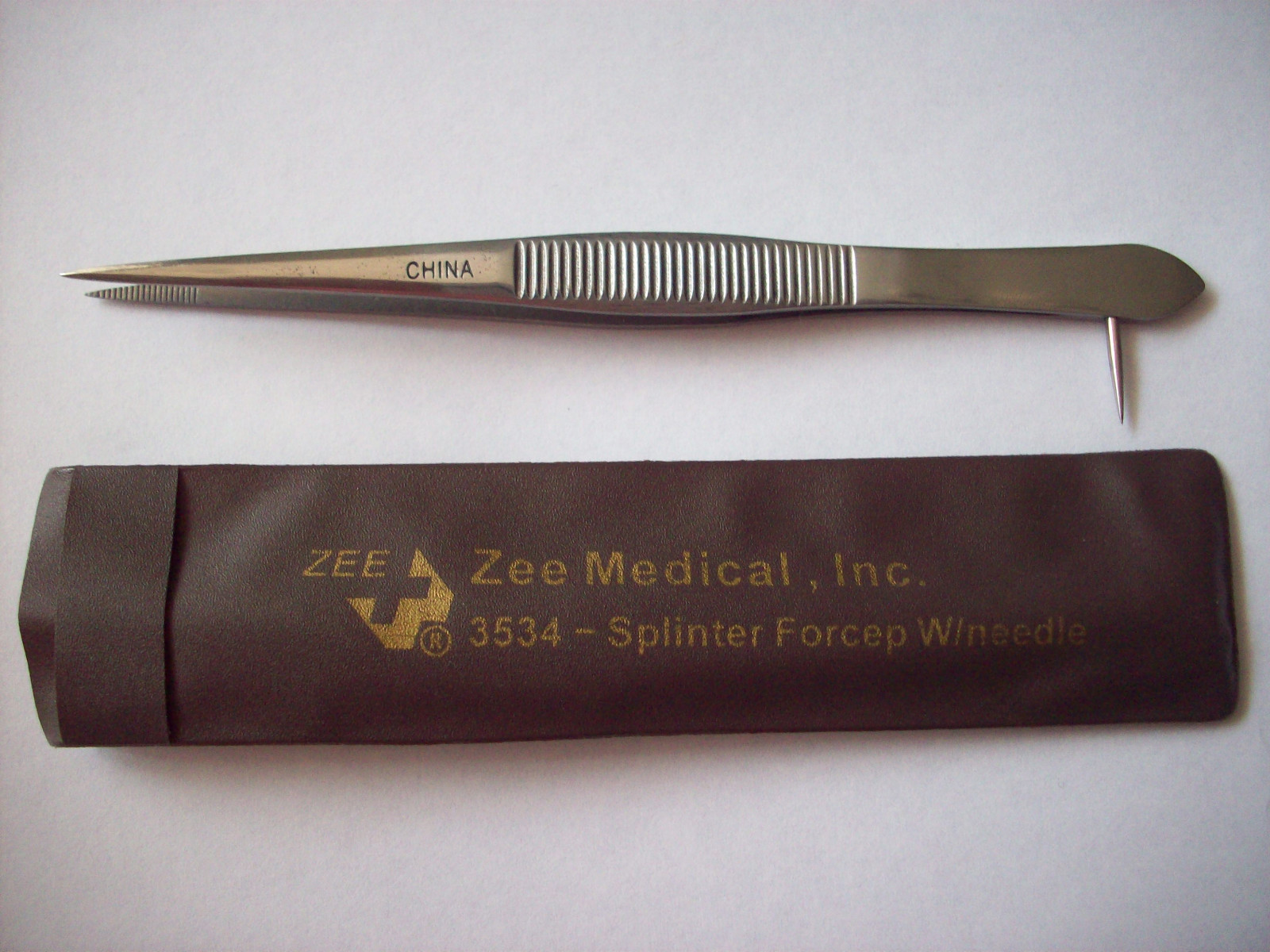 LOT OF 5 ZEE MEDICAL INC. SPLINTER FORCEP TWEEZERS WITH NEEDLE MODEL #3534