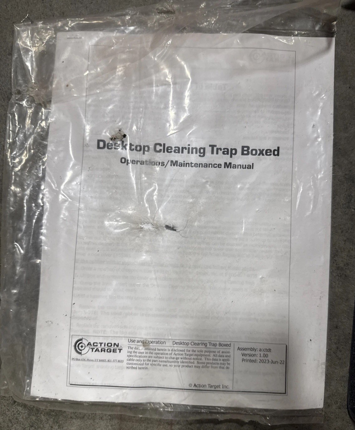 Action Target Table Top Clearing Trap AT-122, Minor Surface Blemishes