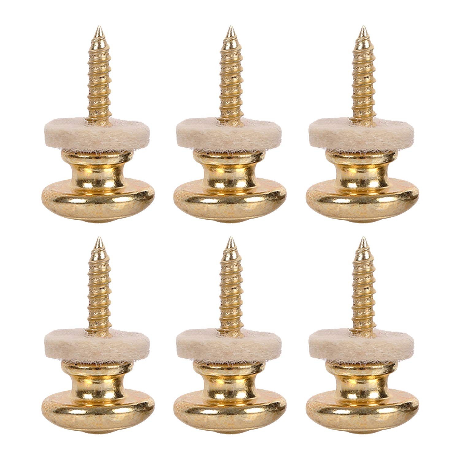 6 Pieces Mushrooms Head Guitar Strap Buttons Strap Locks Chrome (Gold) Gold