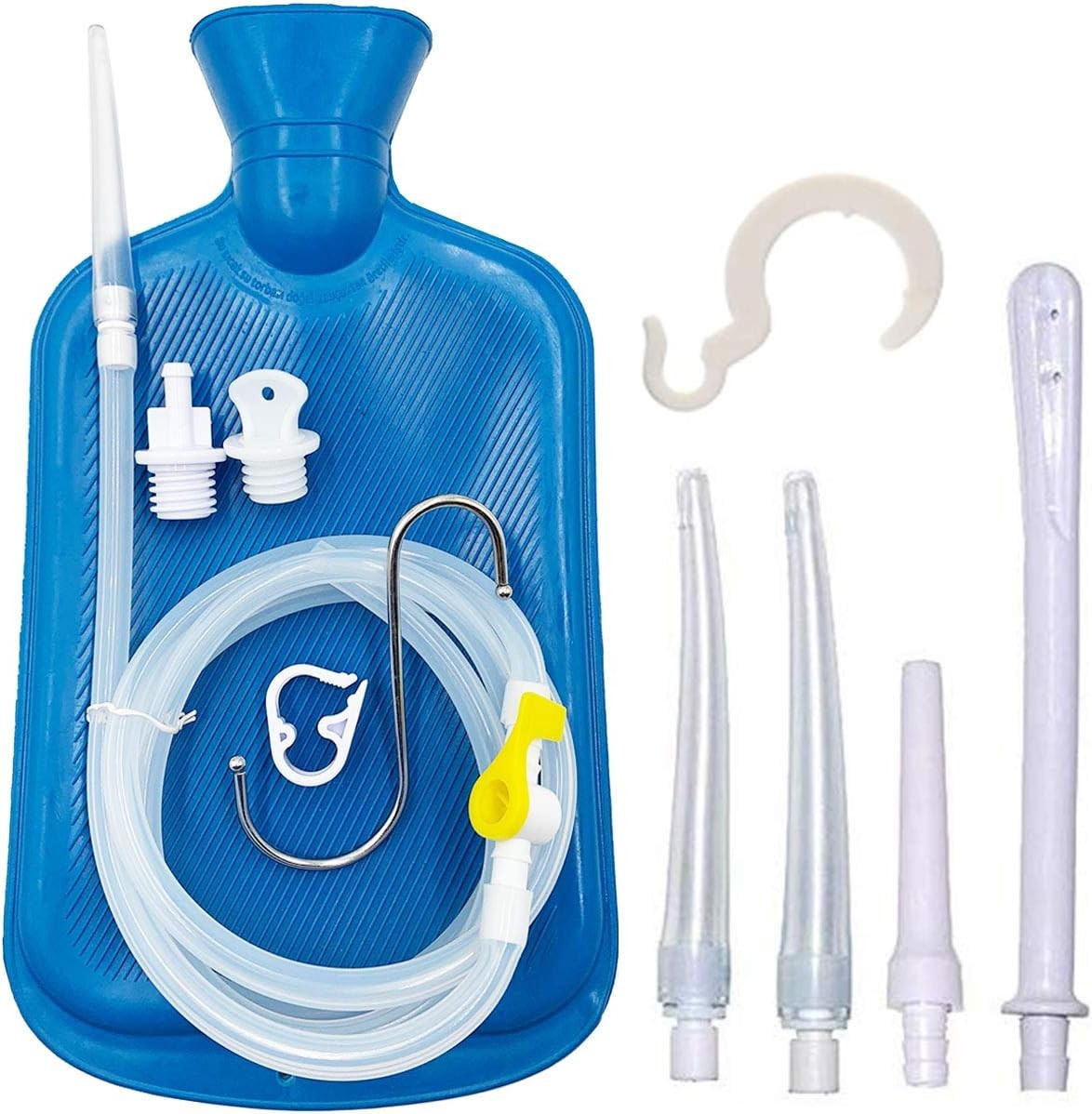 2L Enema Kit with Silicone Hose 5 Multi-Size Reusable Tips Colon Detox Cleanse