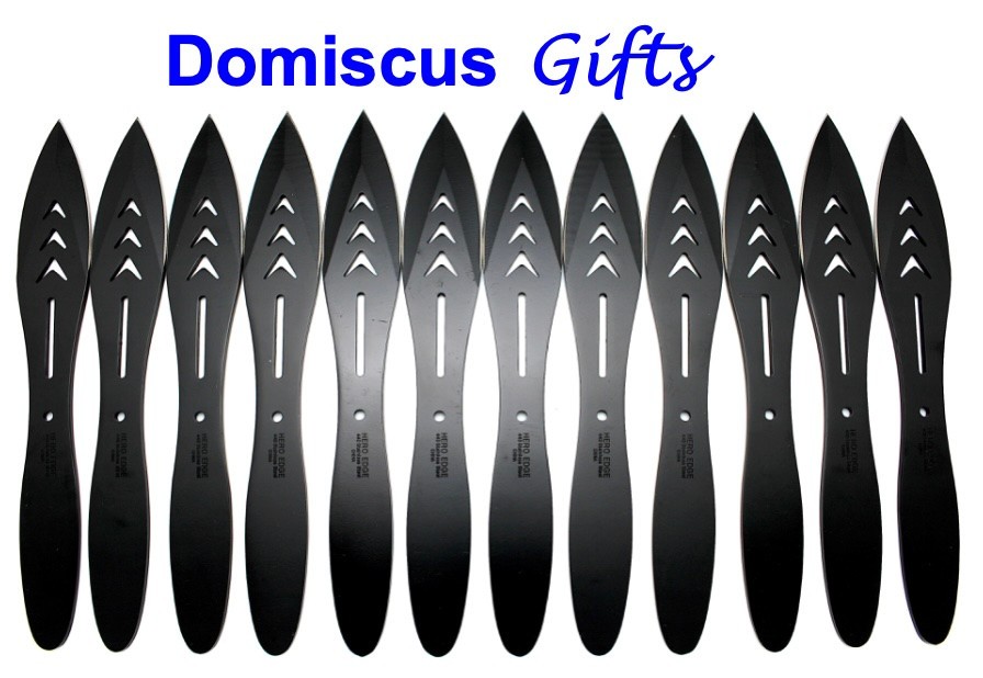 9" NEW! HERO EDGE 12 Pc. THROWING KNIVES Throw Knife Set Hunting BLACK Stainless