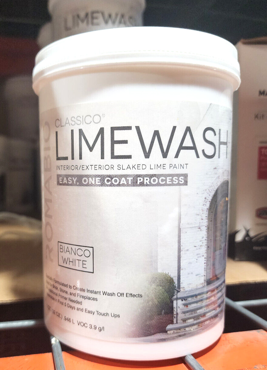 😃 ROMABIO Bianco White Limewash Interior Exterior Paint 1 Qt Bianco White