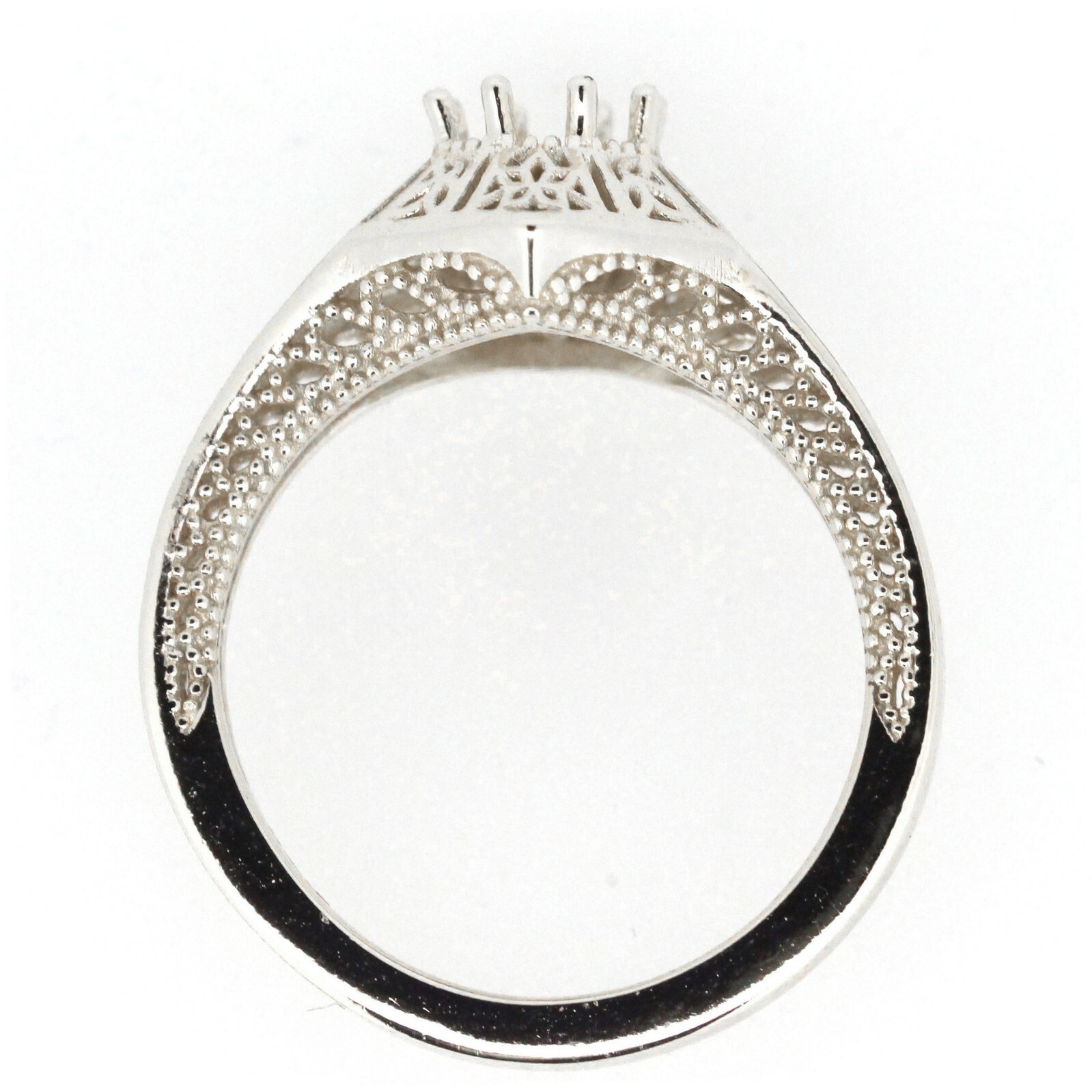 Sterling Silver Semi Mount Ring Setting Round Rd 5x5mm Vintage Repro