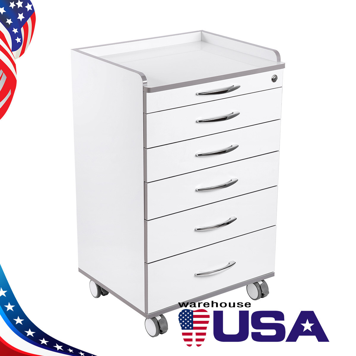 Dental Medical Cart Mobile Storage Cabinet Trolley Instrument With 5 Drawers