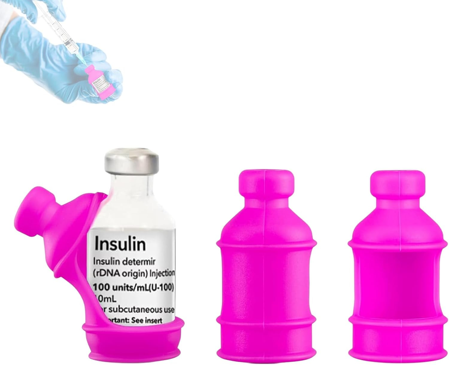 3-Pack Insulin Vial Protector Sleeve Silicone Case for 10mL Vials Pink