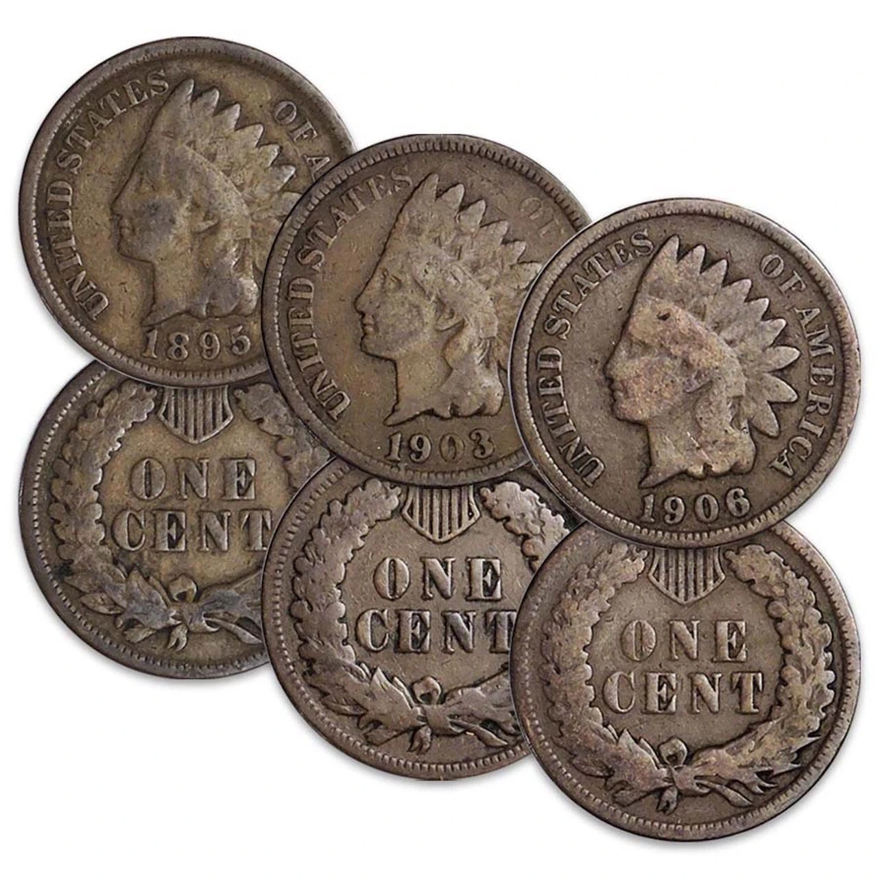 SET of 3 PREMIUM Indian Head Cents Problem-Free Rare Old Antique Coins FREE SHIP