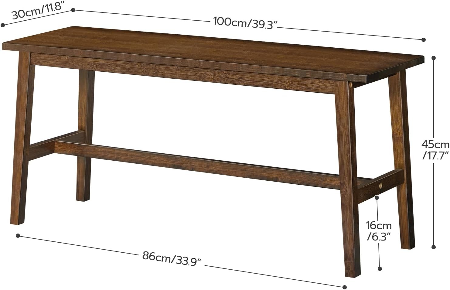 39.3'' Bamboo Dining Bench Farmhouse Kitchen Table Bench Kitchen & Living Room