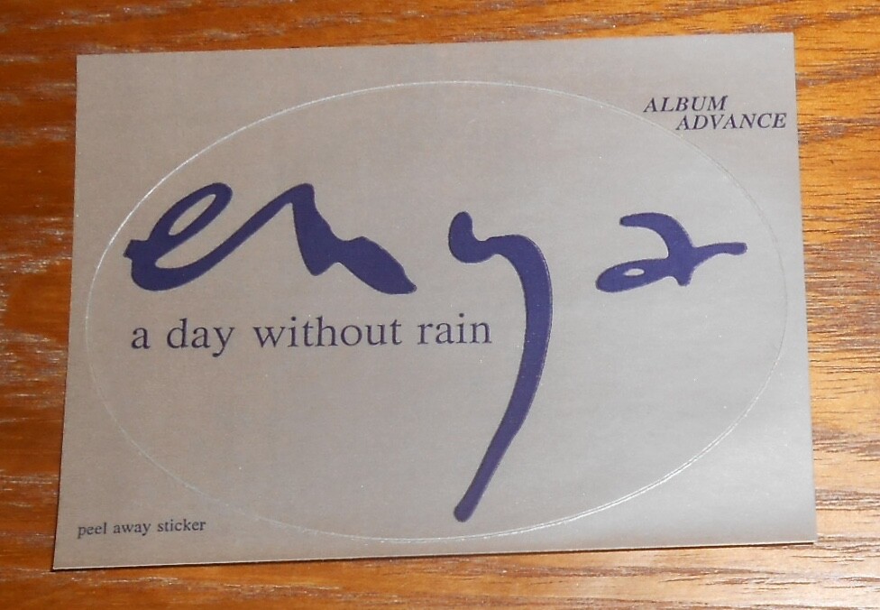 Enya A Day Without Rain Sticker Original Promo Oval  3.5x2.5