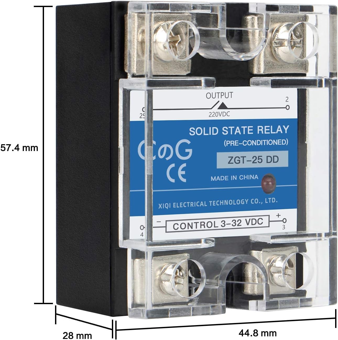 Solid Relay SSR-25DD 25A DC to DC 3-32VDC Input 5-240VDC Output Single Phase