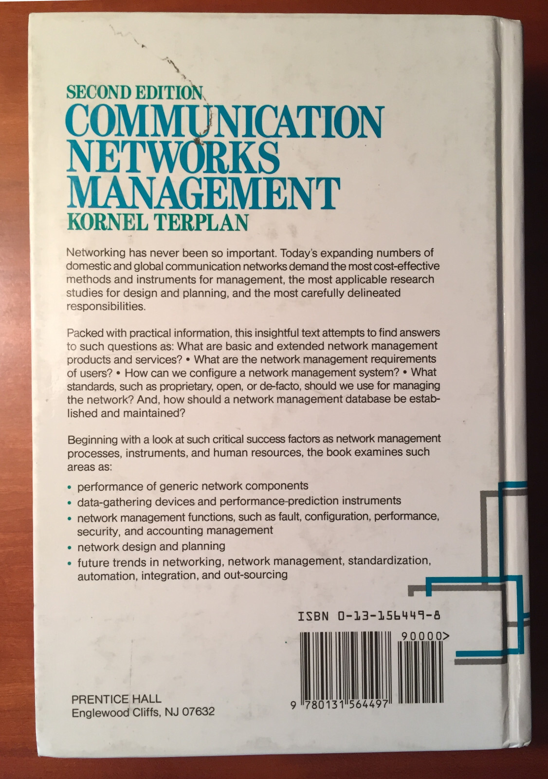 Book = Communication Networks Management Second 2nd Edition = Kornel Terplan