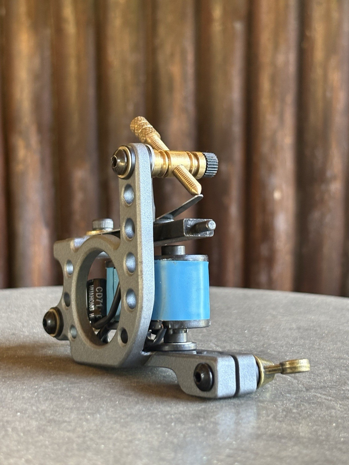 Custom Vintage Style Grey And Blue Tattoo Machine Dial