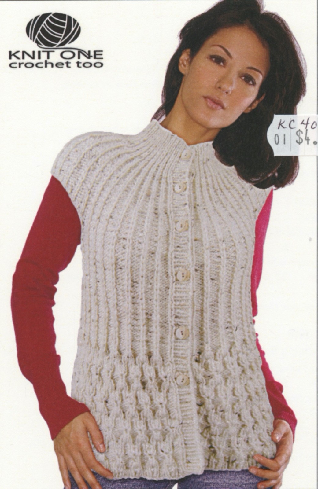 K1C2 Knit One Crochet Too Knitting Pattern 1792 Lattice Cover Up / Vest Women
