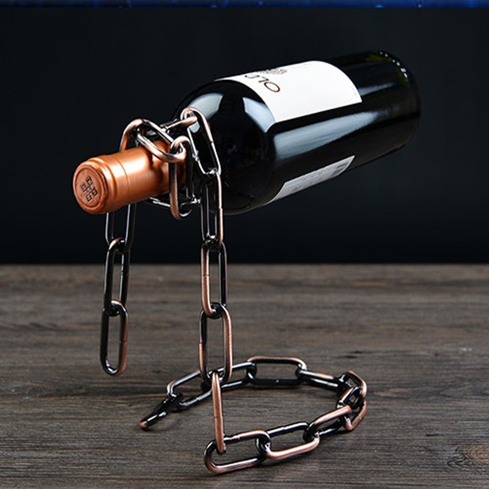CdyBox Magic Iron Wine Bottle Holder Stand Rack 6.5*5.3*7.9 inches, Bronze