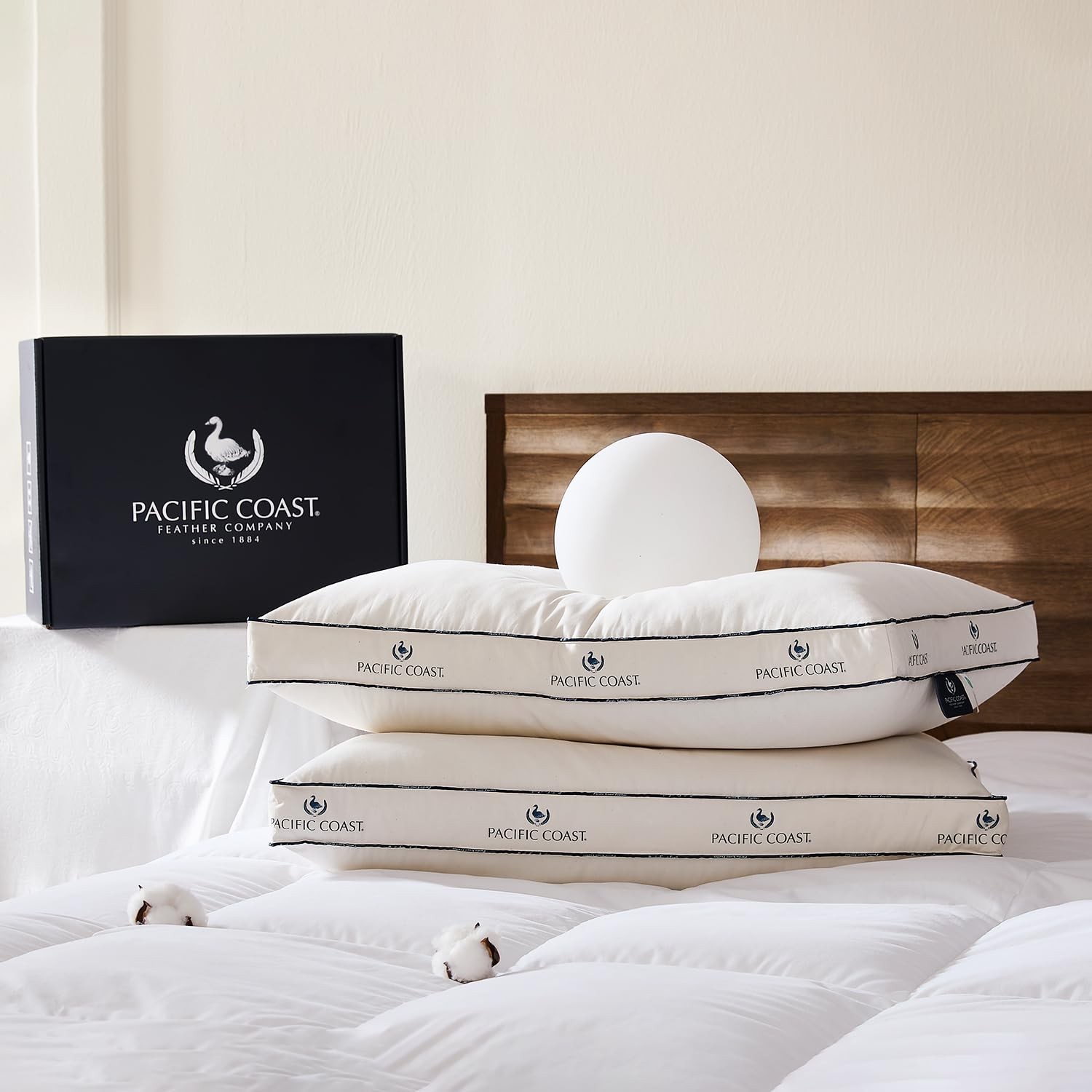 Goose Feather and Down Pillows, with 100% Organic Cotton Cover, Standard Size...