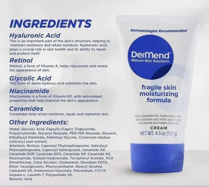 DerMend Fragile Skin Moisturizing Formula Cream 4.5 oz – Single Pack