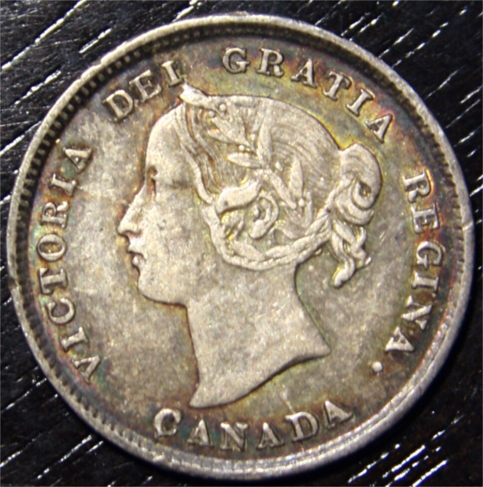 1893 Canada 5 Cents 0.925 Silver Victoria Head Left