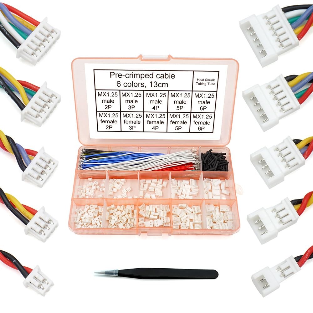 1.25mm Male and Female Connectors Red, Black, Yellow, Green, Blue, White
