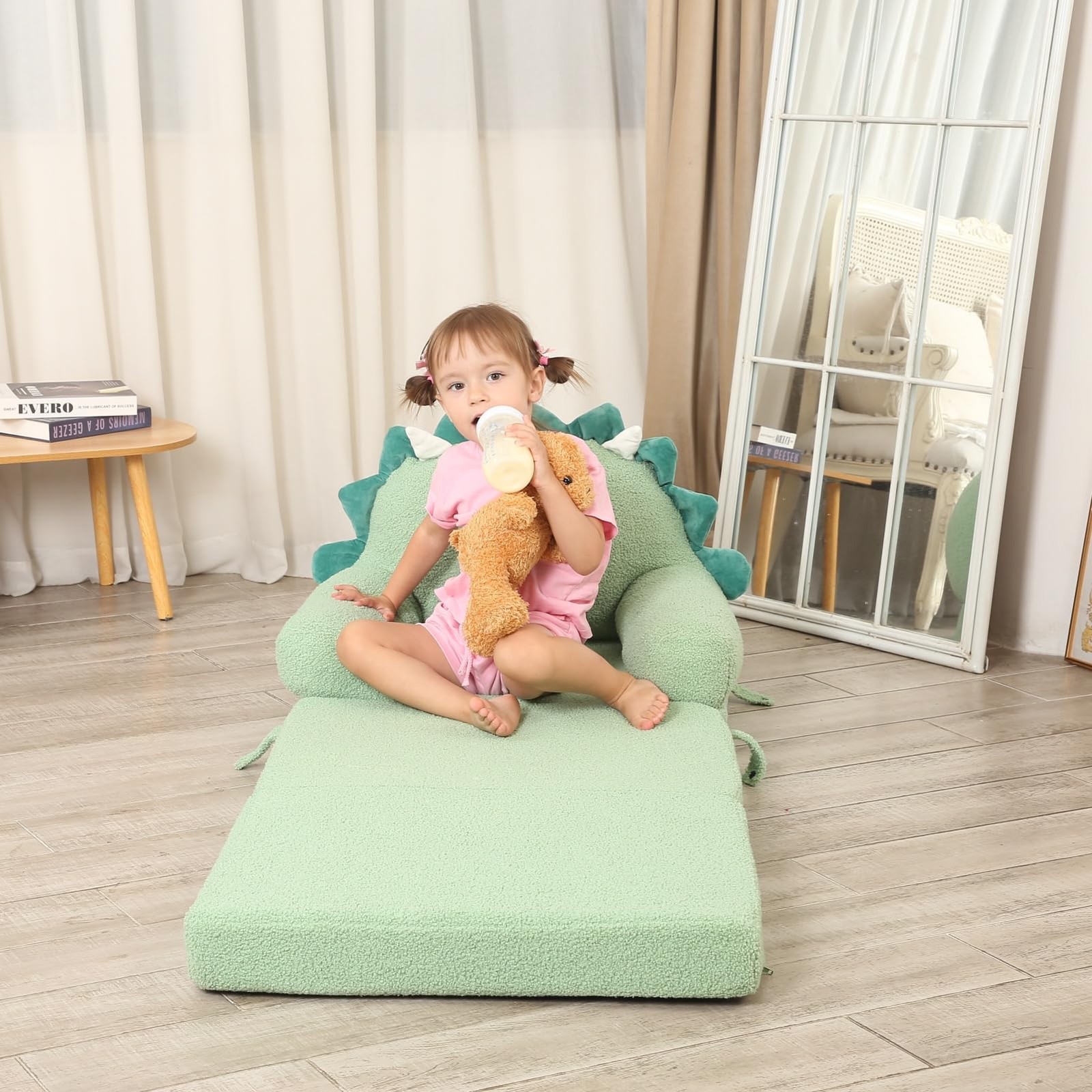 Sofa, Sherpa Couch with Tri-Layer Foam Cushions, Comfy Seating for Age 3–6 Ye...