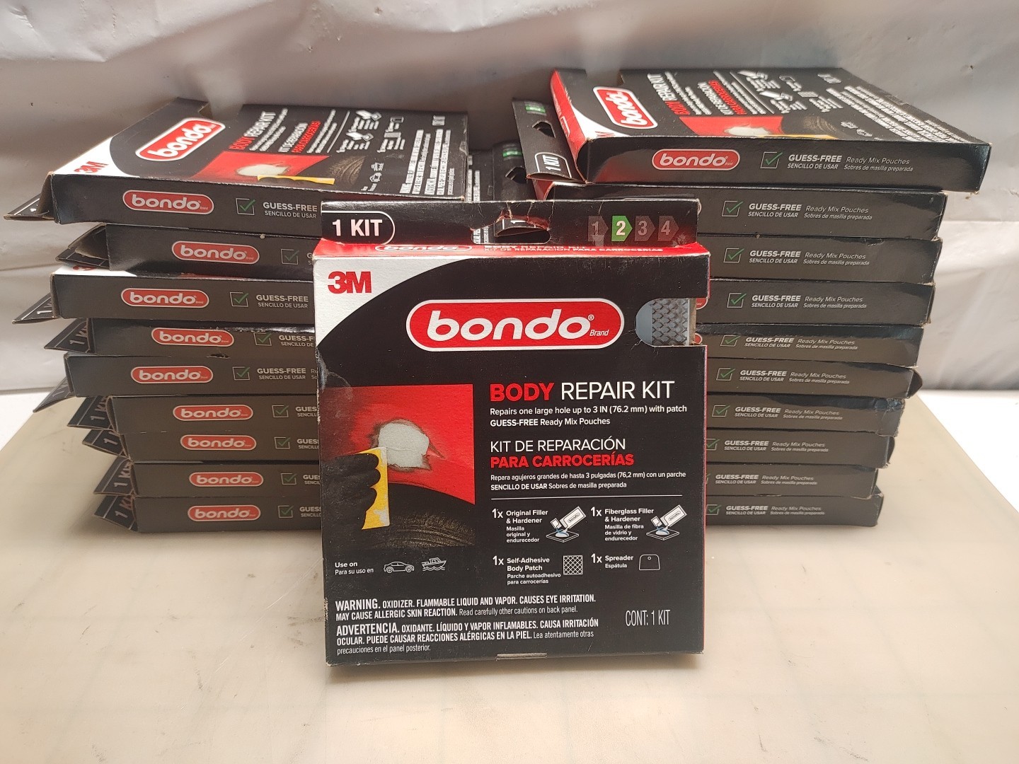 Lot of 19 - Bondo Auto Body Repair Kit For 1 Lg 3” Hole 2x Ready To Mix Pouches