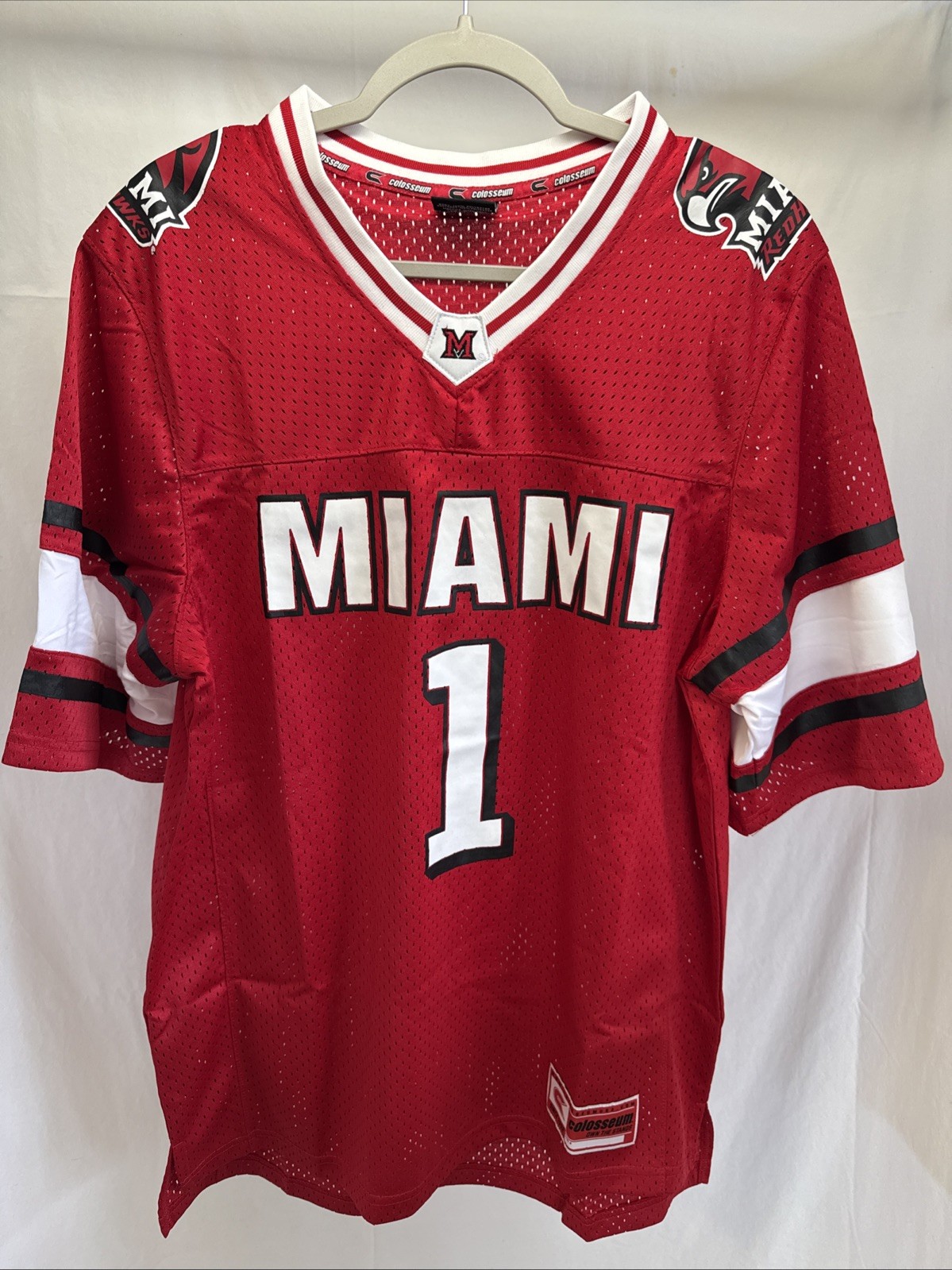 Miami RedHawks University Colosseum Red Jersey V-Neck Men’s S M L XL #1 Home