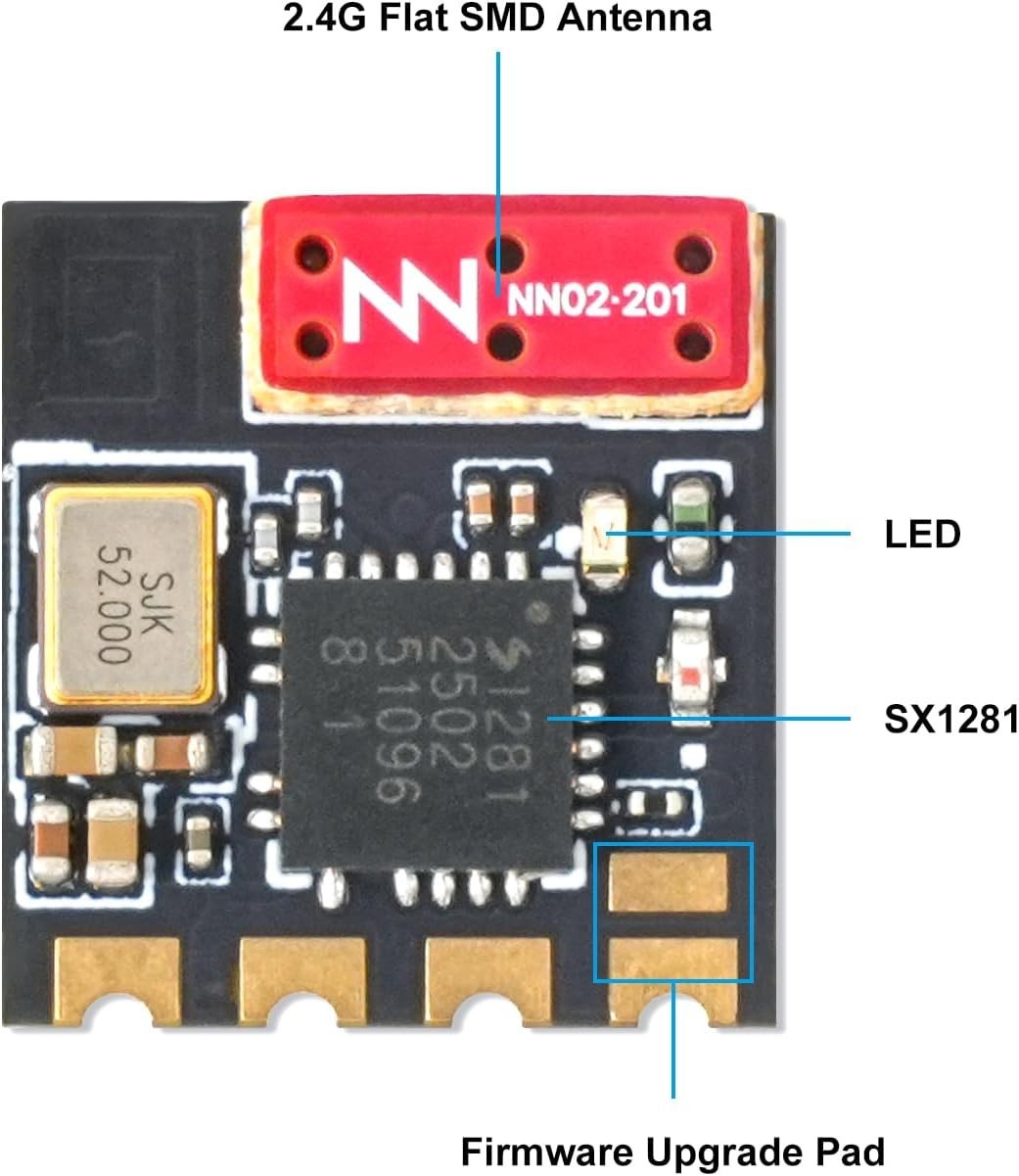 Compact ExpressLRS 2.4G Receiver with Flat Antenna - Optimal for Racing Drones