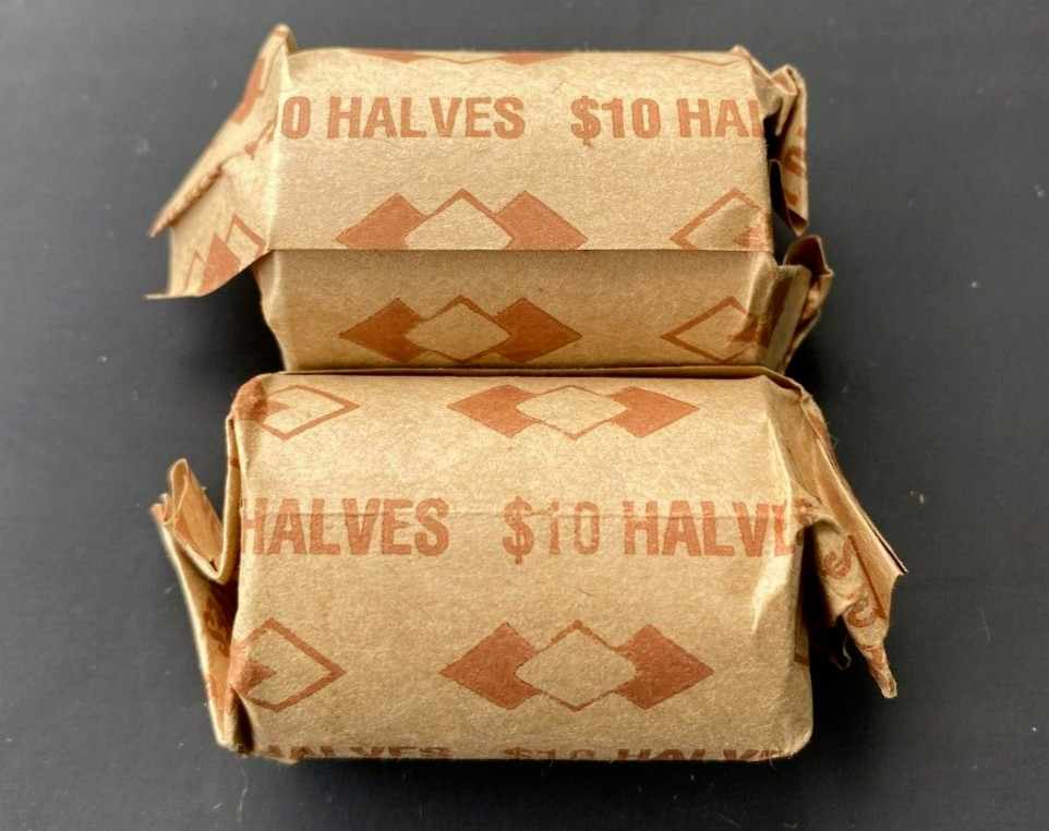 (2) $10.00 ROLLS 90% Mixed Halves US 90% Silver Coins Junk Silver Coins  3