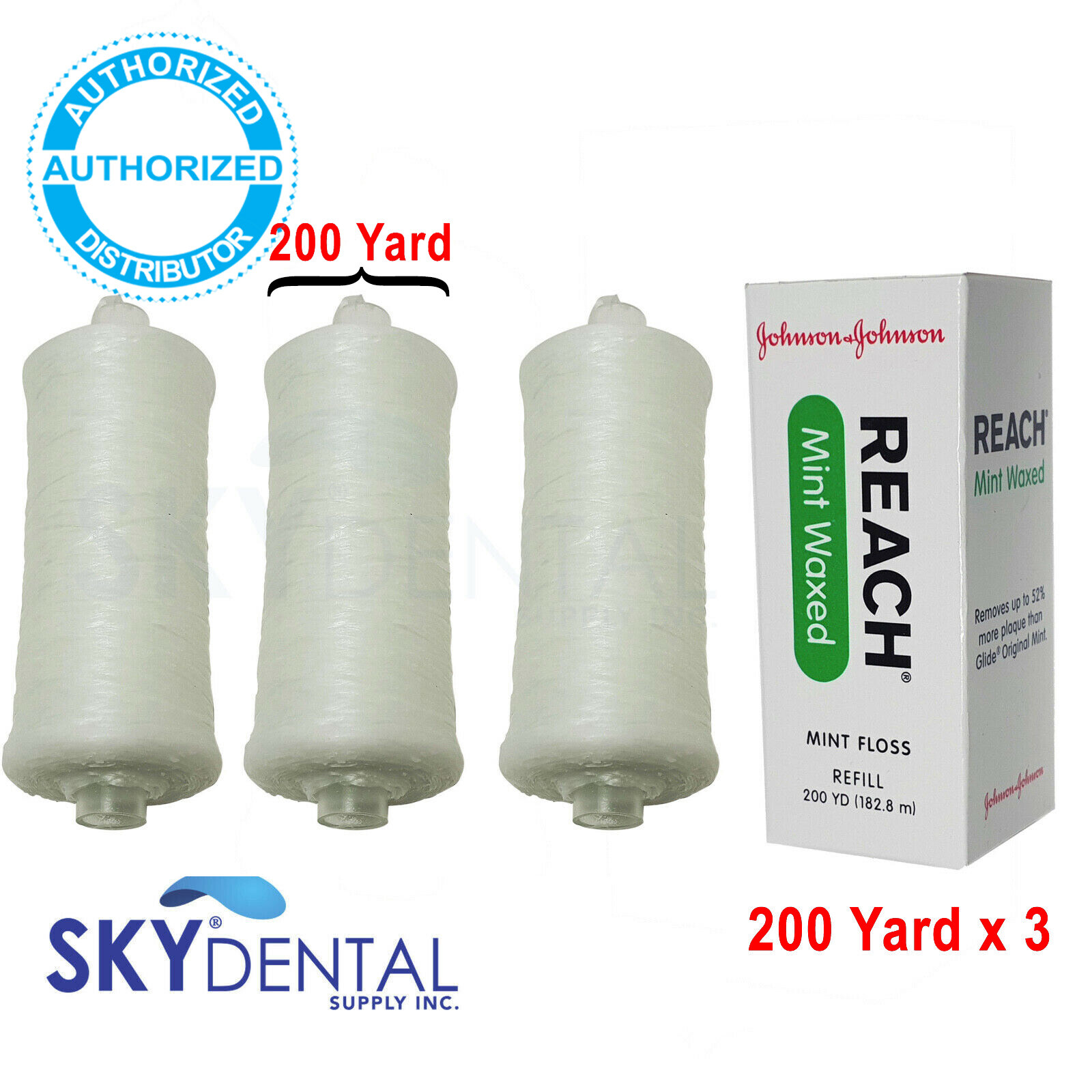 600 yards Johnson & Johnson Reach Mint Floss Waxed refill spool 2733 Flosser